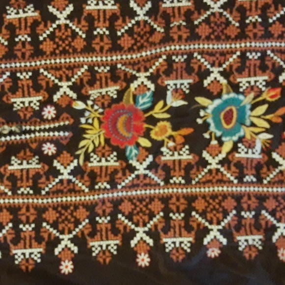 Johnny Was Silk Brown Embroidered Blouse Size S - Picture 4 of 7